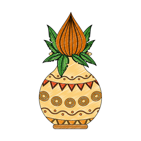 Lotus in antique jar vector illustration graphic designのイラスト素材