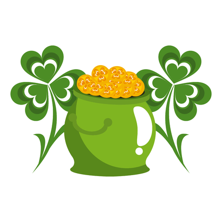 St patricks day coins pot and shamrocks cartoons vector illustration graphic designのイラスト素材