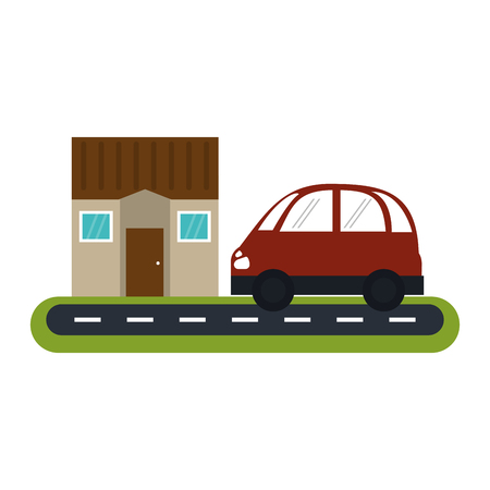 House and car on street symbol vector illustration graphic designのイラスト素材
