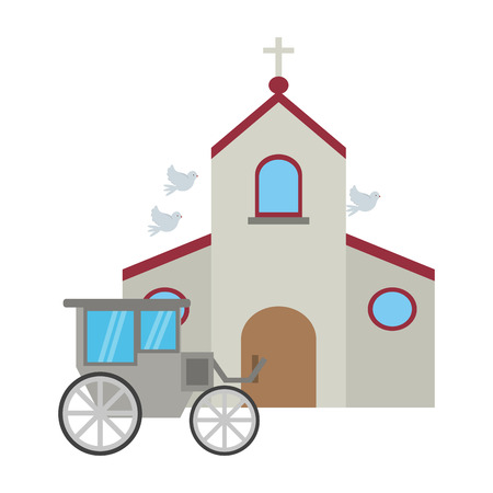 Church and wedding carriage vector illustration graphic designのイラスト素材