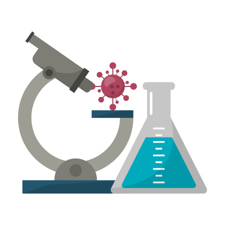 Medical and healthcare microscope flask and atom vector illustration graphic designのイラスト素材