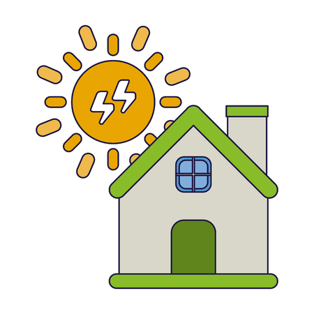 House with sun and electric energy vector illustration graphic designのイラスト素材
