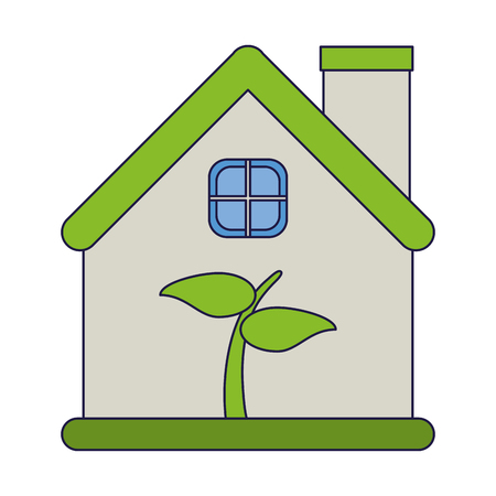 Eco house with plant symbol vector illustration graphic designのイラスト素材