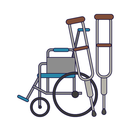 Medical and healthcare wheelchair and crutches vector illustration graphic designのイラスト素材
