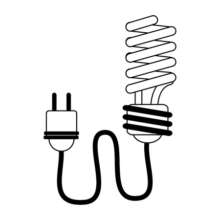 Green energy ecology bulb light and wire with plug vector illustration graphic designのイラスト素材