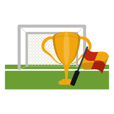 Soccer game sport goal cup and referee flag vector illustration graphic designのイラスト素材