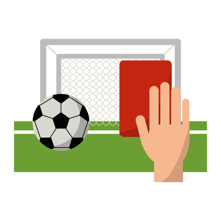 Soccer game sport ball goal and red card vector illustration graphic designのイラスト素材