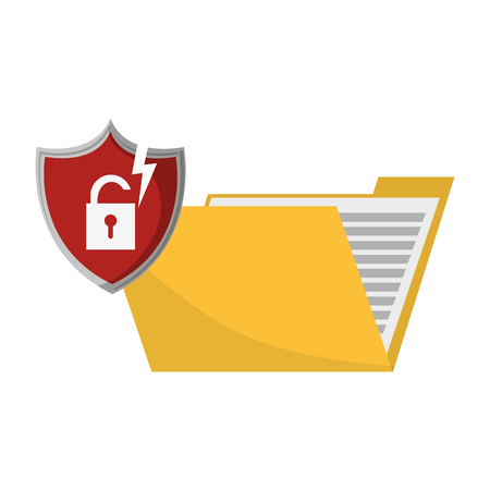 Folder with padlock on shield symbol vector illustration graphic designのイラスト素材