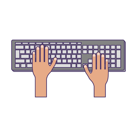 hands using computer keyboard vector illustration graphic designのイラスト素材
