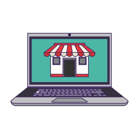 online store from laptop vector illustration graphic designのイラスト素材