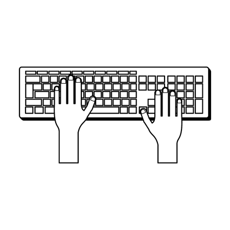 hands using computer keyboard vector illustration graphic designのイラスト素材