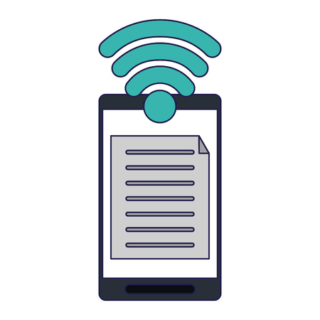 Smartphone music document with wifi symbol vector illustration graphic designのイラスト素材