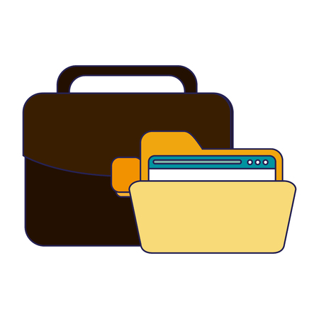 Business and office briefcase and folder with website vector illustration graphic designのイラスト素材
