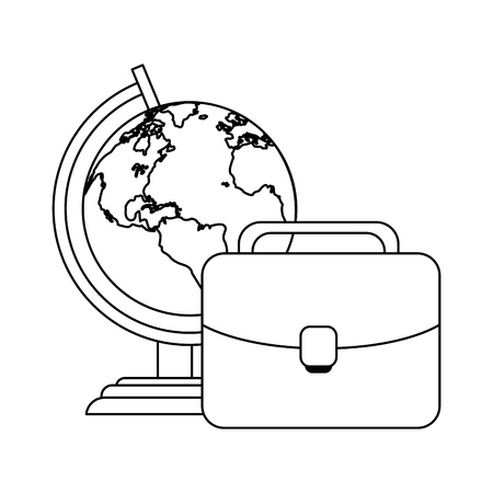 Business and office briefcase and world globe vector illustration graphic designのイラスト素材