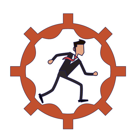 businessman running inside gear vector illustration graphic designのイラスト素材