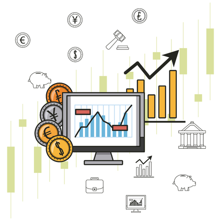 Business stock exchange money and investments vector illustration graphic designのイラスト素材