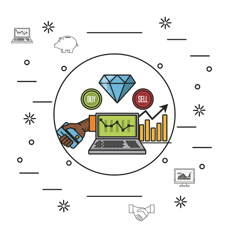 Business stock exchange money and investments vector illustration graphic designのイラスト素材