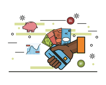 Business stock exchange money and investments vector illustration graphic designのイラスト素材