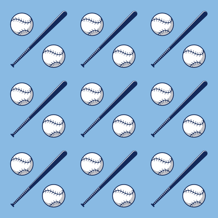 Baseball sport background ball and bats pattern vector illustration graphic designのイラスト素材