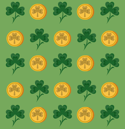 St patrick background pattern coins and shamrocks vector illustration graphic designのイラスト素材