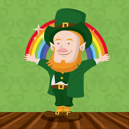 Saint patricks elf with rainbow cartoon vector illustration graphic designのイラスト素材