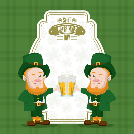 Saint patricks day card with elves cartoons vector illustration graphic designのイラスト素材