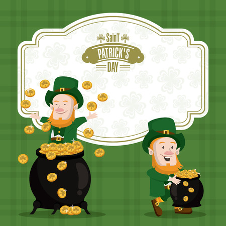 Saint patricks day card with elves cartoons vector illustration graphic designのイラスト素材