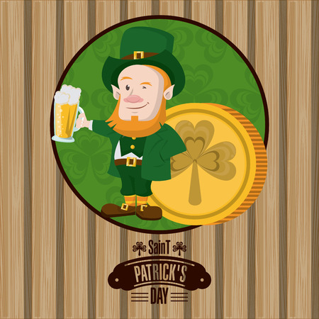 Saint patricks day card with elf cartoons vector illustration graphic designのイラスト素材