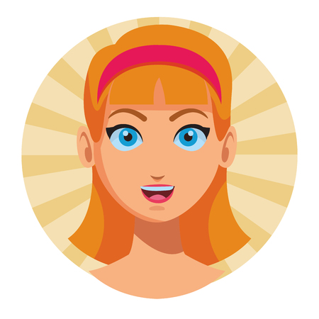 young woman face cartoon vector illustration graphic designのイラスト素材