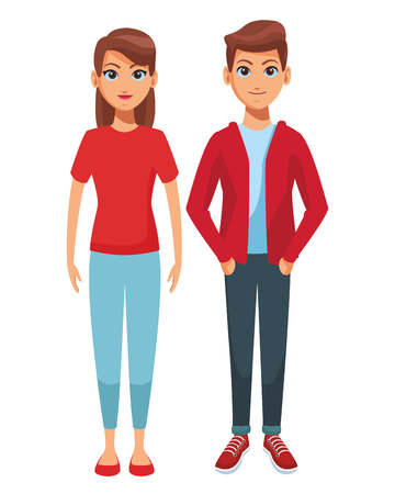 young people couple body cartoon vector illustration graphic designのイラスト素材
