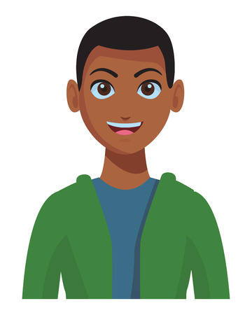 young man upperbody cartoon vector illustration graphic designのイラスト素材