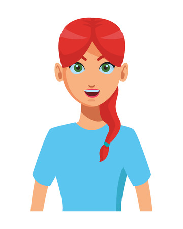 young woman upperbody cartoon vector illustration graphic designのイラスト素材