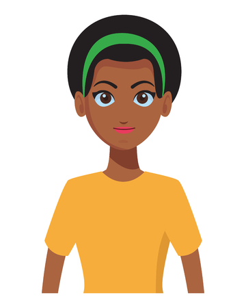 young woman upperbody cartoon vector illustration graphic designのイラスト素材