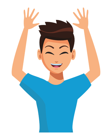young man upperbody cartoon vector illustration graphic designのイラスト素材