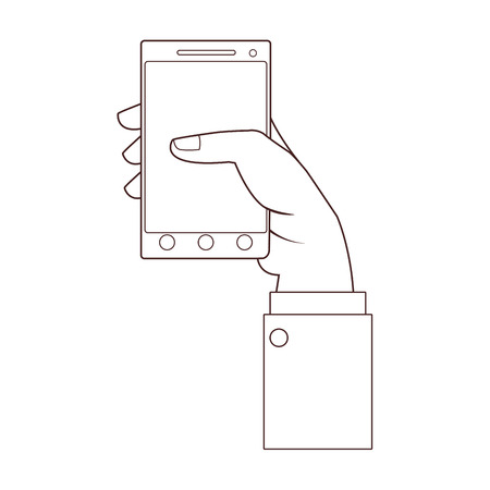 technology smartphone hand touching cartoon vector illustration graphic designのイラスト素材