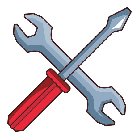construction tools wrench and screwdriver caroon vector illustration graphic designのイラスト素材