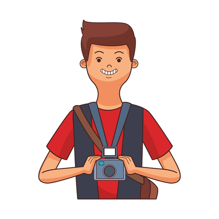 news journalist upperbody cartoon vector illustration graphic designのイラスト素材