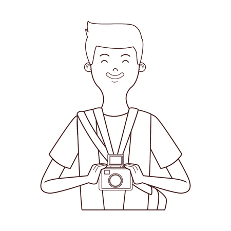 news journalist upperbody cartoon vector illustration graphic designのイラスト素材