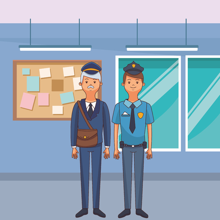 american labor day professional people inside workplace cartoon vector illustration graphic designのイラスト素材