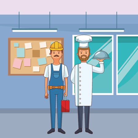 american labor day professional people inside workplace cartoon vector illustration graphic designのイラスト素材