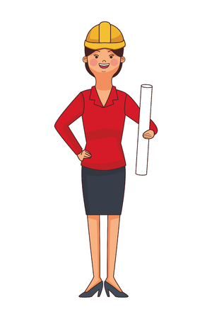 construction builder architect woman cartoon vector illustration graphic designのイラスト素材