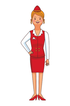 airplane stewardess cartoon vector illustration graphic designのイラスト素材