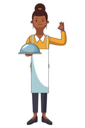 restaurant waitress woman cartoon vector illustration graphic designのイラスト素材