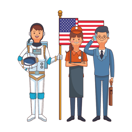 american labor day professional people cartoon vector illustration graphic designのイラスト素材