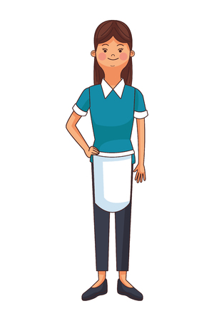 restaurant waitress woman cartoon vector illustration graphic designのイラスト素材