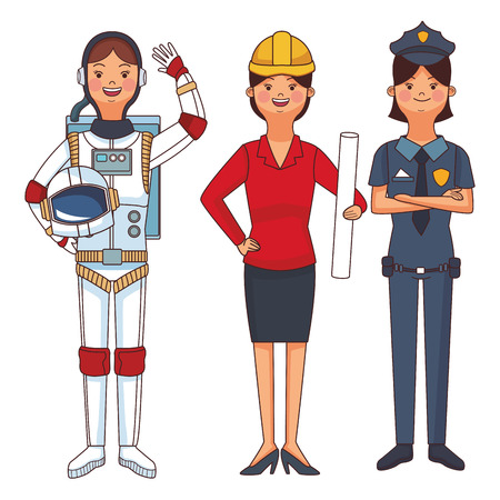american labor day professional women cartoon vector illustration graphic designのイラスト素材