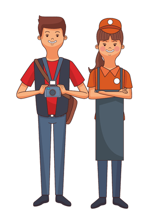 photographer and seller with camera vector illustration graphic designのイラスト素材