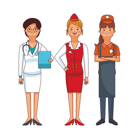 american labor day professional women cartoon vector illustration graphic designのイラスト素材