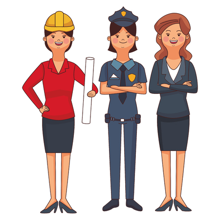 american labor day professional women cartoon vector illustration graphic designのイラスト素材