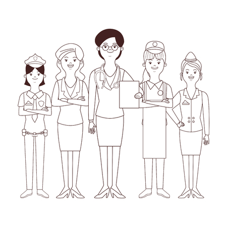 women profession and occupation avatars doctor businesswoman seller vector illustration graphic designのイラスト素材
